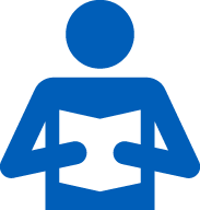 Graphic of a person holding an open book, in this case denoting a case study
