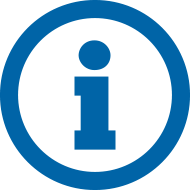 A letter 'i' in a blue circle, suggesting information