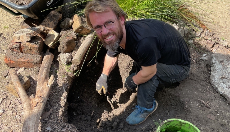 Image of Sam gardening